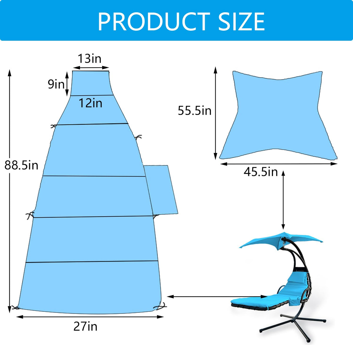 ZQDQIUQIU umbrella cover in blue designed for 4-spoke frames, shields from sun and rain.