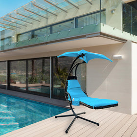 ZQDQIUQIU reinforced stitching on blue cushion cover boosts durability for outdoor use.