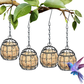 ZQZXD four-pack bird feeder attracts diverse birds in small outdoor spaces.