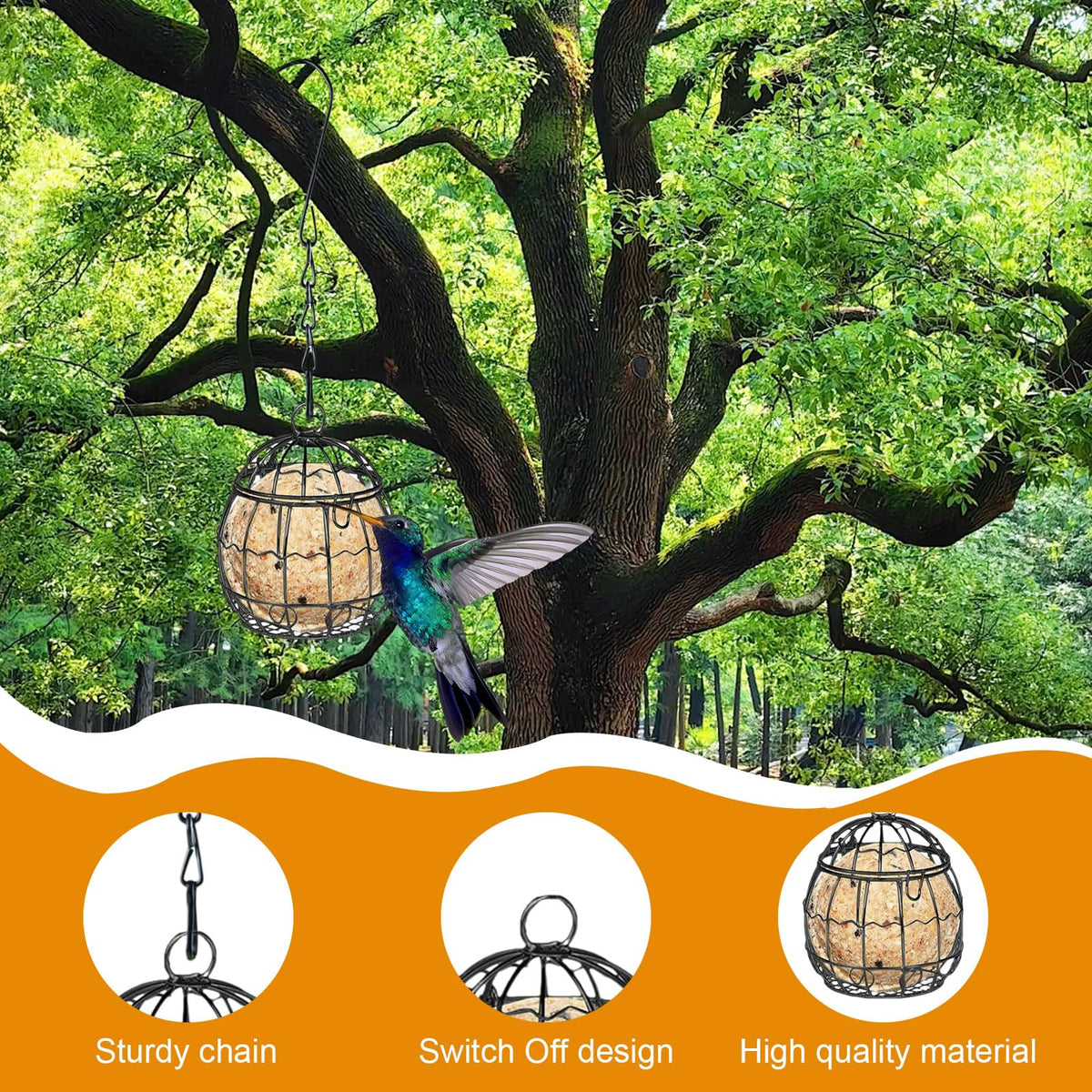 ZQZXD outdoor-friendly bird feeder setup in a garden scene.