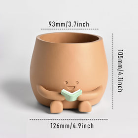 ZSHAWN Book Lover Planter in compact size for succulents on shelves.