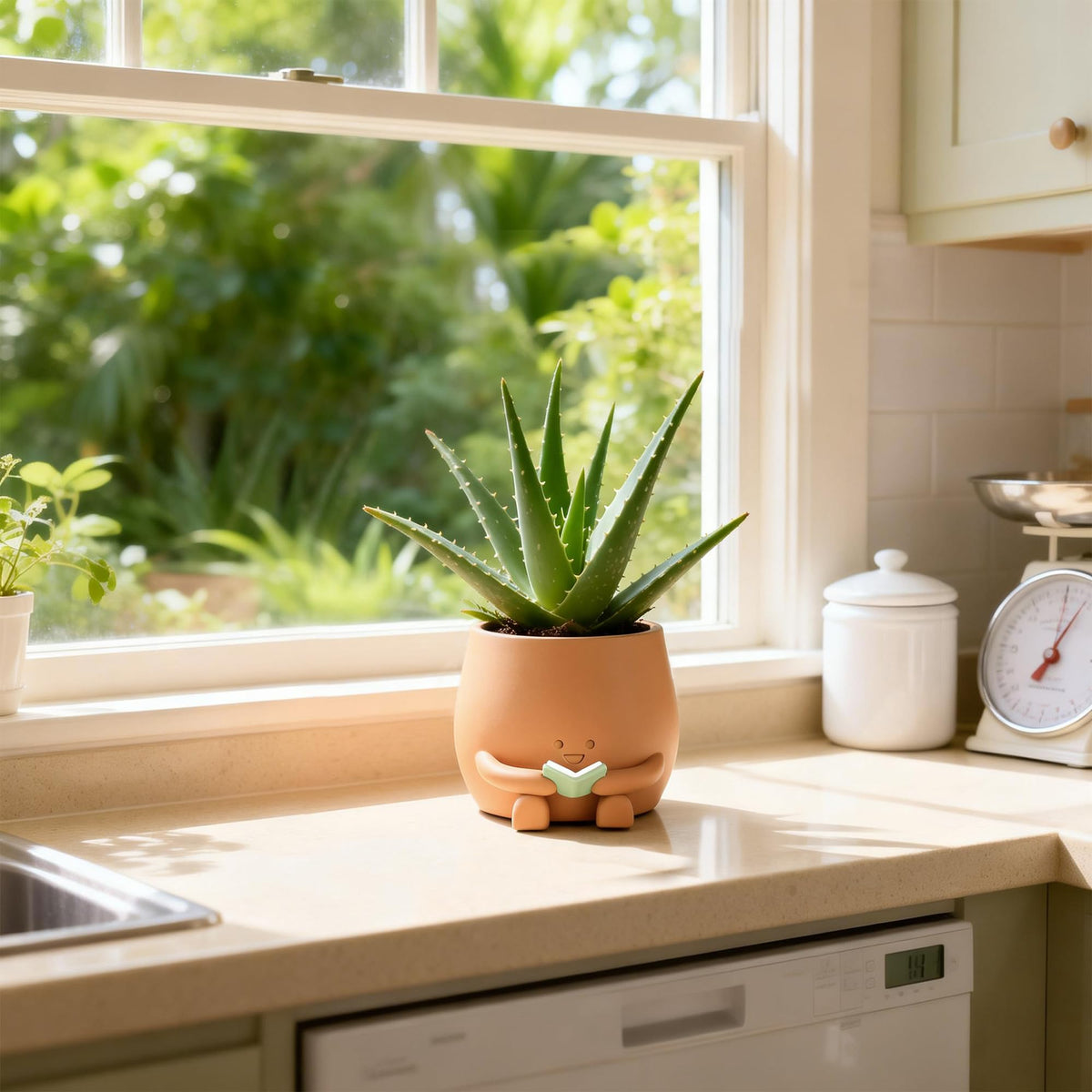 ZSHAWN Peach color planter adds warmth to reading nooks and home offices.