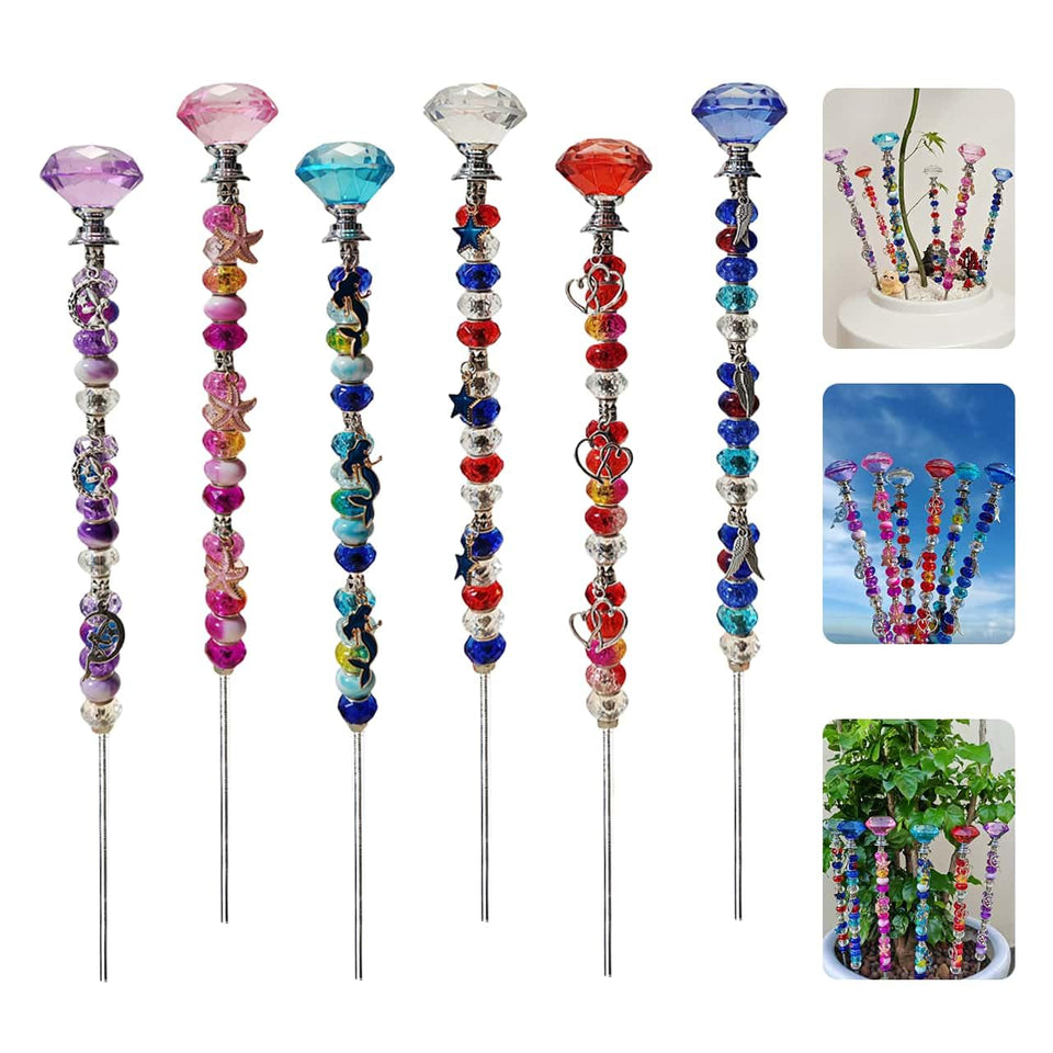ZSlactp fairy wand bead garden stake with diamonds top for sparkling outdoor decor