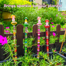 ZSlactp fairy wand beaded stake with colorful beads for outdoor whimsy.