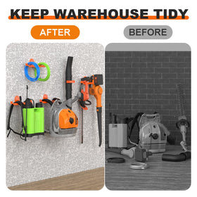 ZSLTLDU heavy-duty steel rack supports rugged garden gear securely.