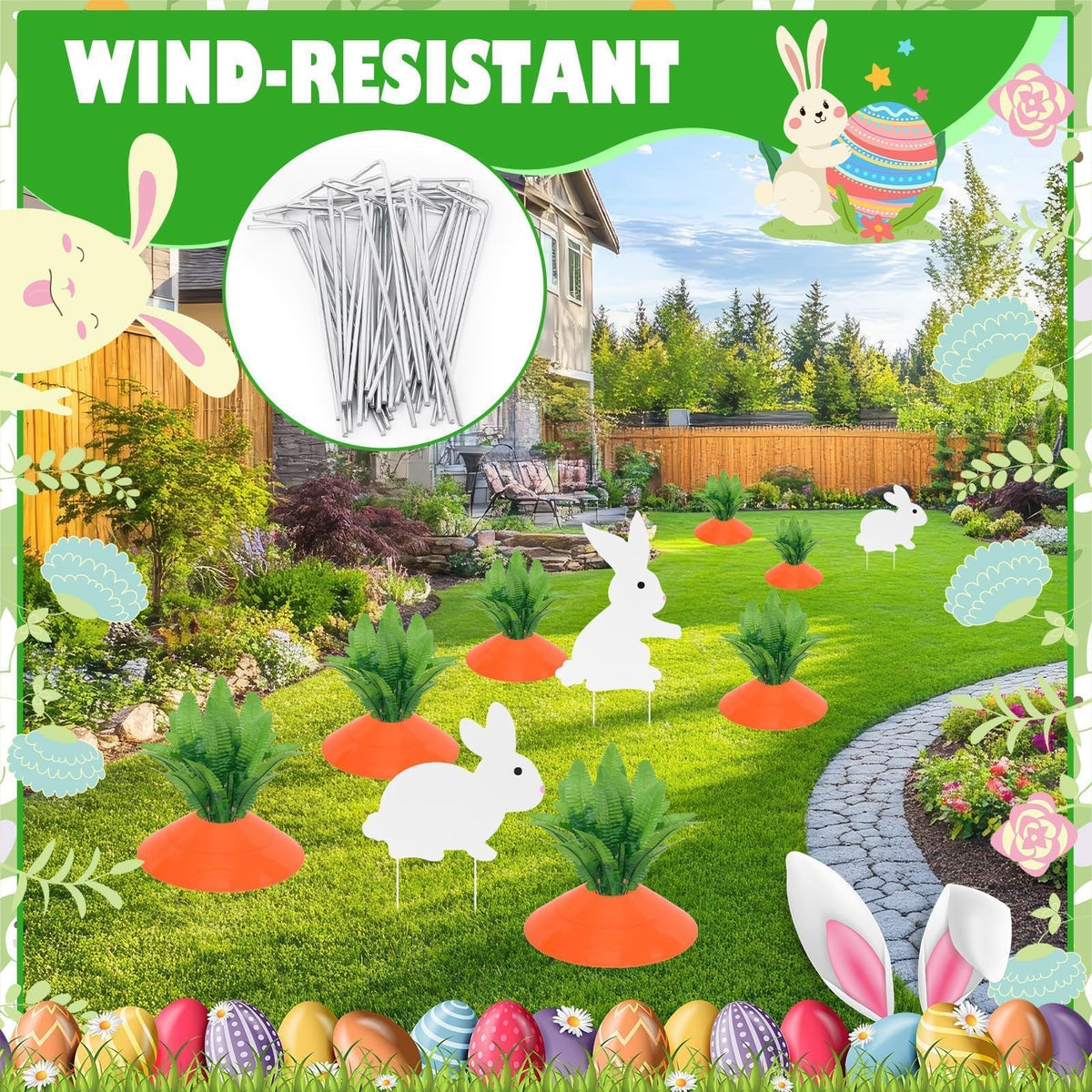 ZSMKJIAYE double-sided bunny stakes brighten outdoor Easter scenes