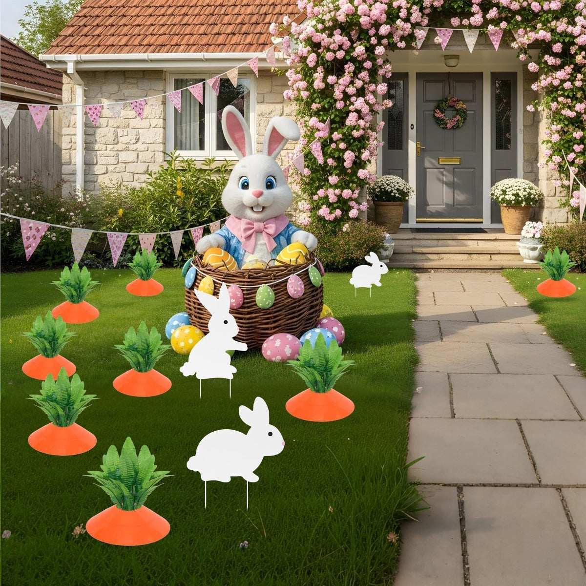 ZSMKJIAYE rabbit figures offer playful focal points in spring yards