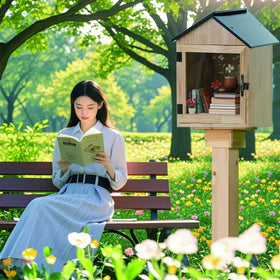 ZSMUSMT Little Library Box with transparent doors enables quick book selection.
