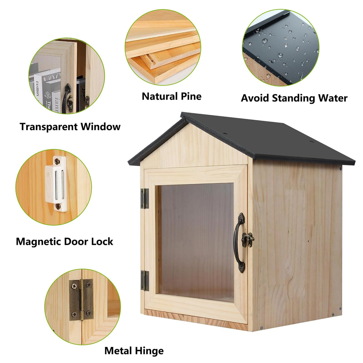 ZSMUSMT Little Library Box interior offers ample space for books and magazines.