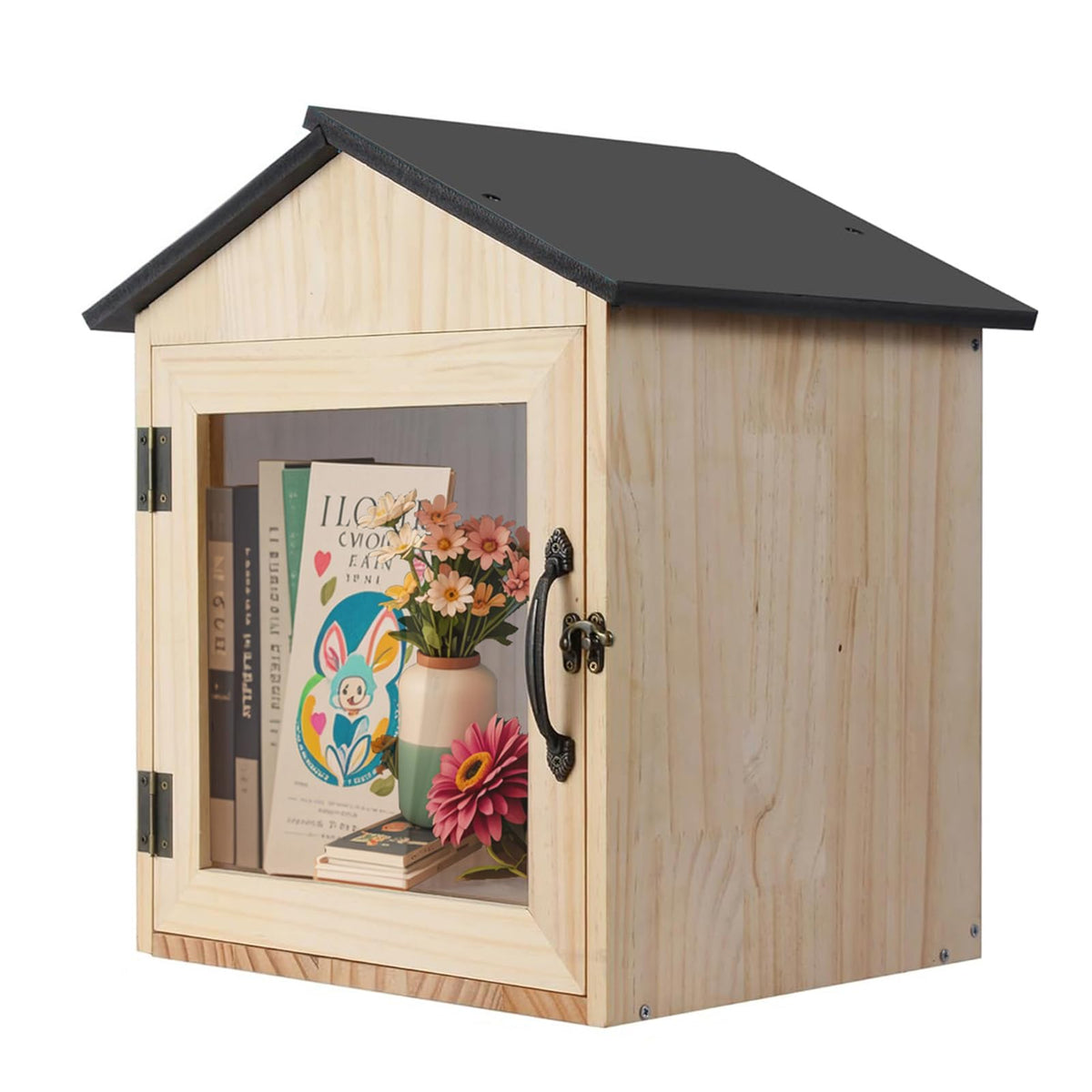 ZSMUSMT Little Library Box exterior with wood finish, ideal for neighborhood sharing.
