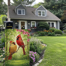 ZSYOUIDEAS cardinals garden flag double-sided print visible from both sides.