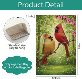 ZSYOUIDEAS cardinals garden flag forest and flowers design for seasonal decor.