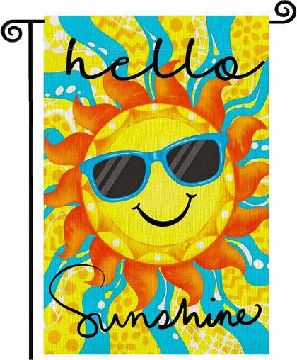 ZSYOUIDEAS Hello Sunshine flag shows sun with sunglasses for durable outdoor decor.