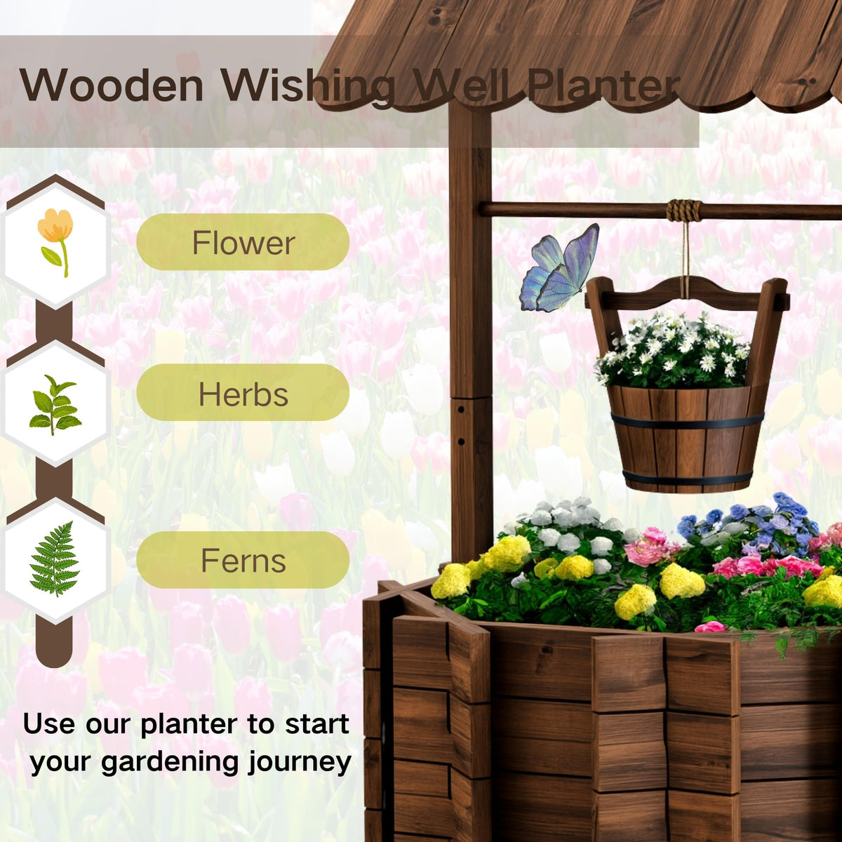 ZSYWODFO garden focal point; well-shaped planter enhances yard, porch, or patio decor.