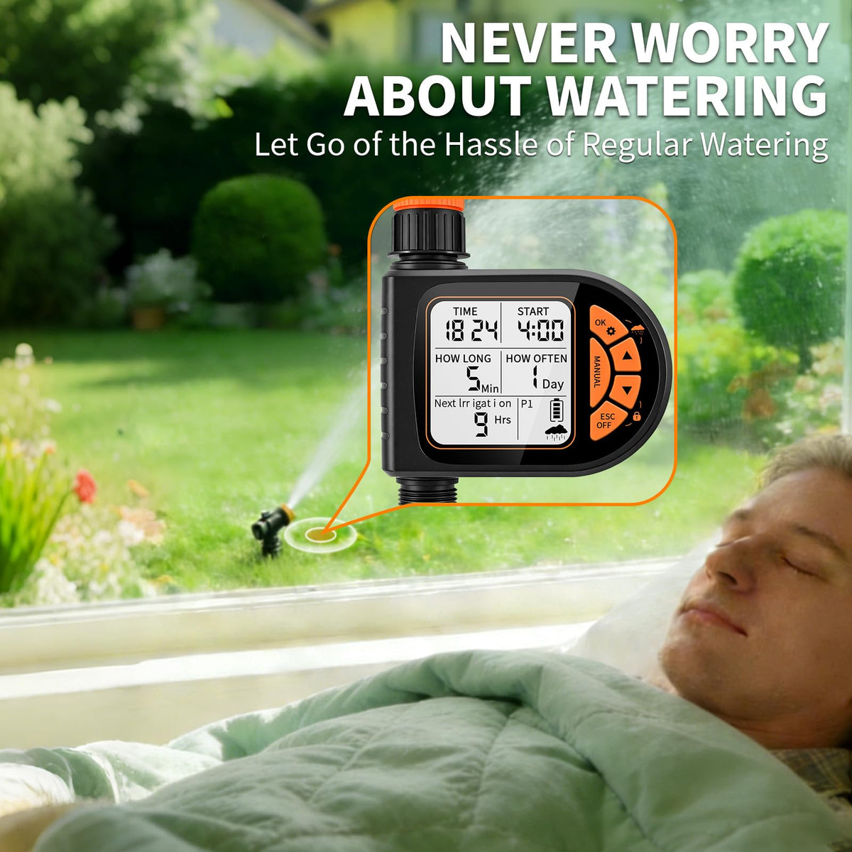 ZTGHFMY sprinkler timer child lock protects timers from pets and kids.