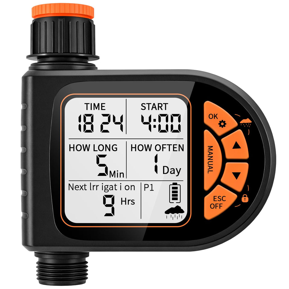 ZTGHFMY sprinkler timer LCD display for easy irrigation scheduling.