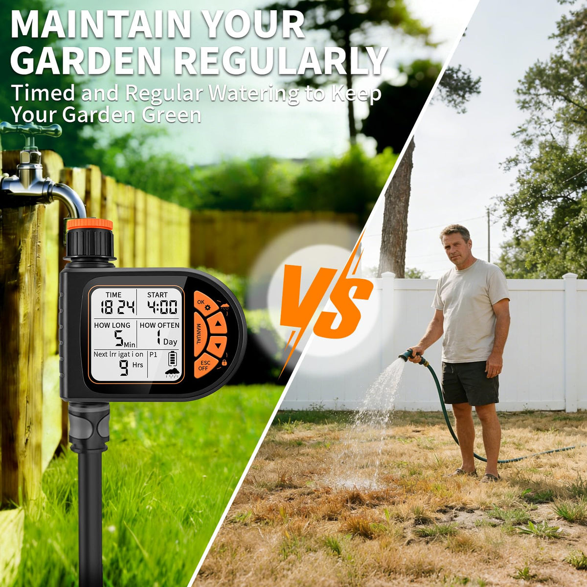 ZTGHFMY sprinkler timer manual watering enables flexible garden care on demand.