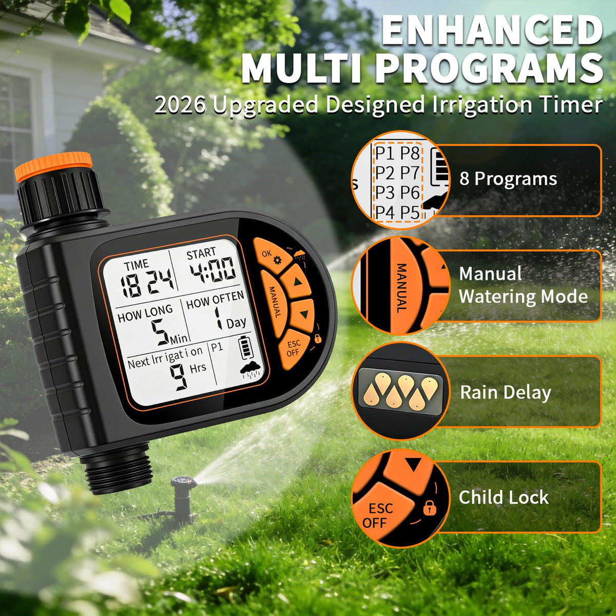 ZTGHFMY sprinkler timer weatherproof design stands up to outdoor use.