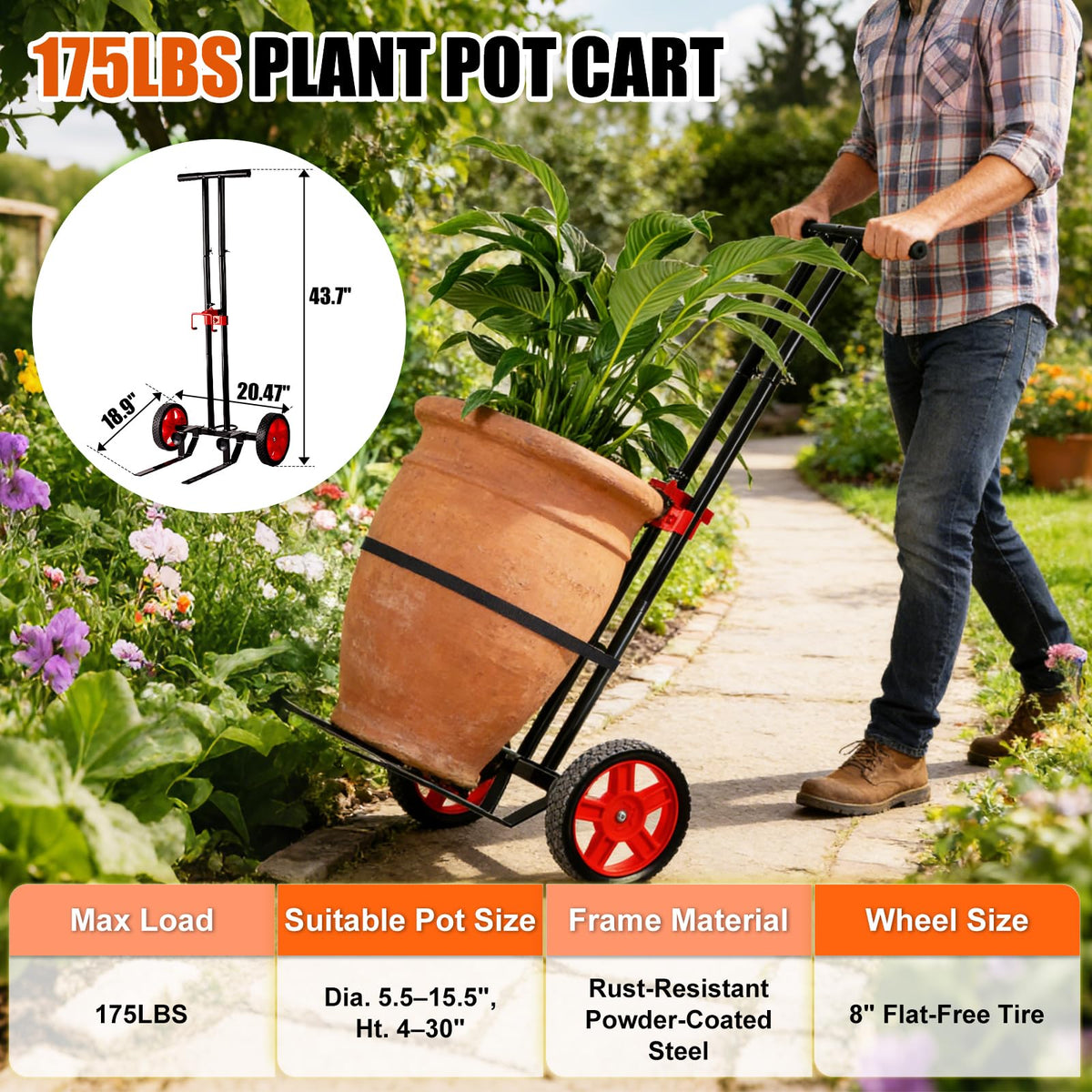 ZThrgran adjustable claw arms securely grip planters from 4 to 30 inches high