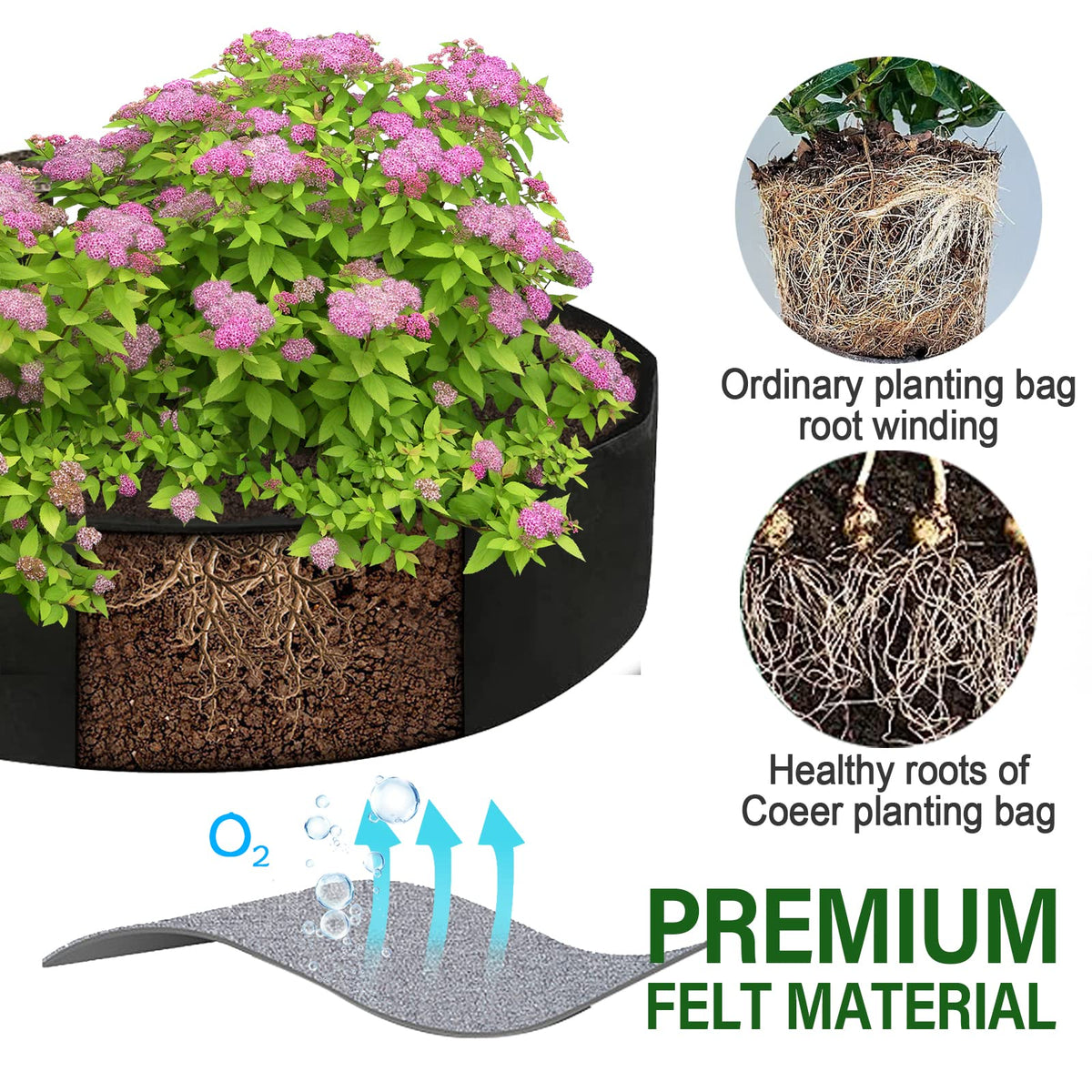 ZtohPyo grow bag with four handles for easy transport.