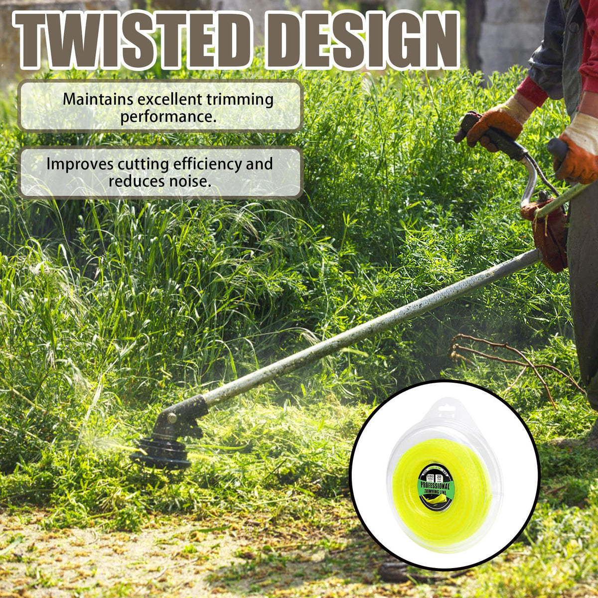 Convenient spool packaging minimizes tangling and speeds reloads.