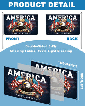 Ztzfacai 3x5ft flag 3-ply with light-blocking middle layer.
