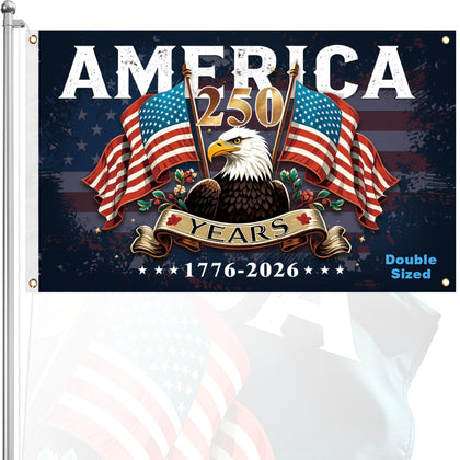 Ztzfacai American 250th flag double-sided for outdoor display and indoor decor.