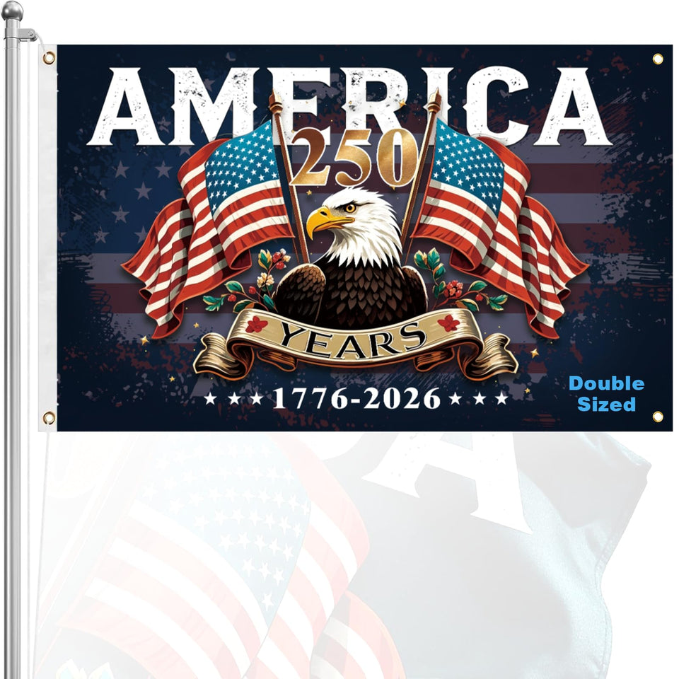 Ztzfacai American 250th flag double-sided for outdoor display and indoor decor.