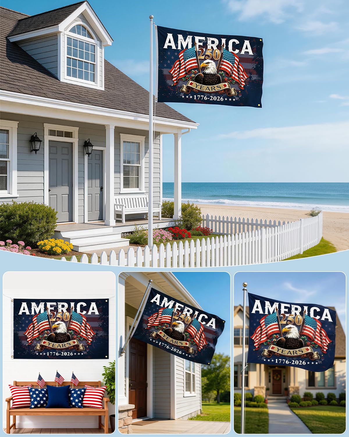 Ztzfacai patriotic banner suited for porch or wall decor.