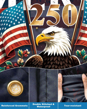 Ztzfacai 250th anniversary flag with eagle and roses design.