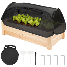 Ztzfacai pop-up shade tent protecting a raised bed from sun