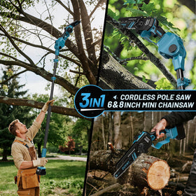 ZUYIYI 6-inch mini chainsaw cutting small branches with control.