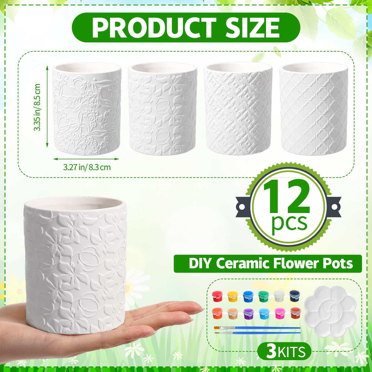 Zubebe 12-pc succulent planters paint kit ready for DIY projects.