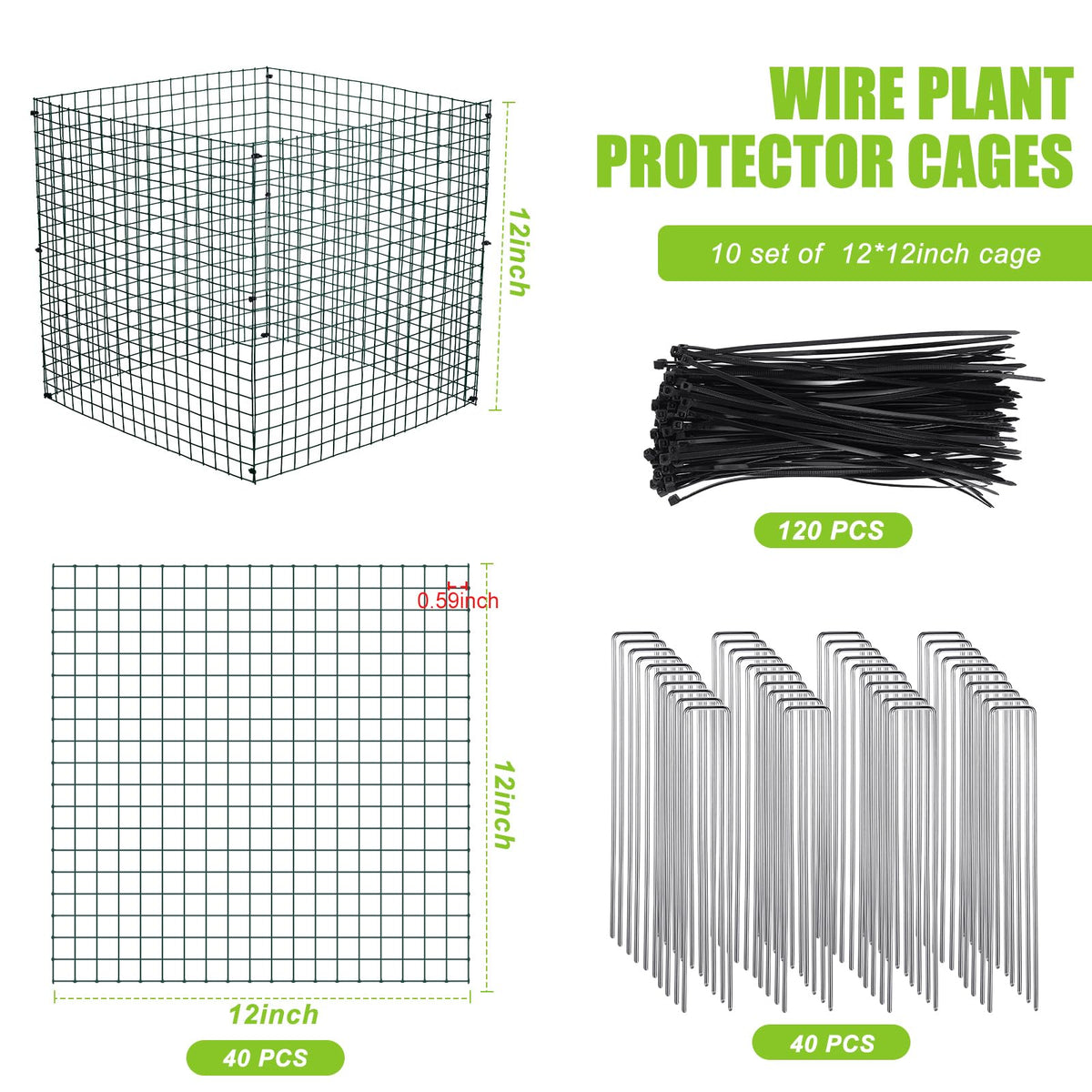 Zubebe ground stake for plant protector stabilizes cages in soil.