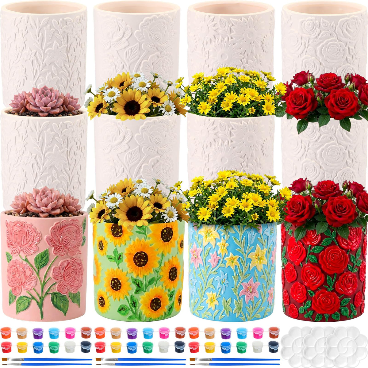 Zubebe embossed flower pot ready for DIY painting and gift-worthy decor