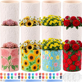 Zubebe embossed flower pot ready for DIY painting and gift-worthy decor