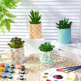 Zubebe ready-to-paint embossed pot design invites creative gifting for holidays.