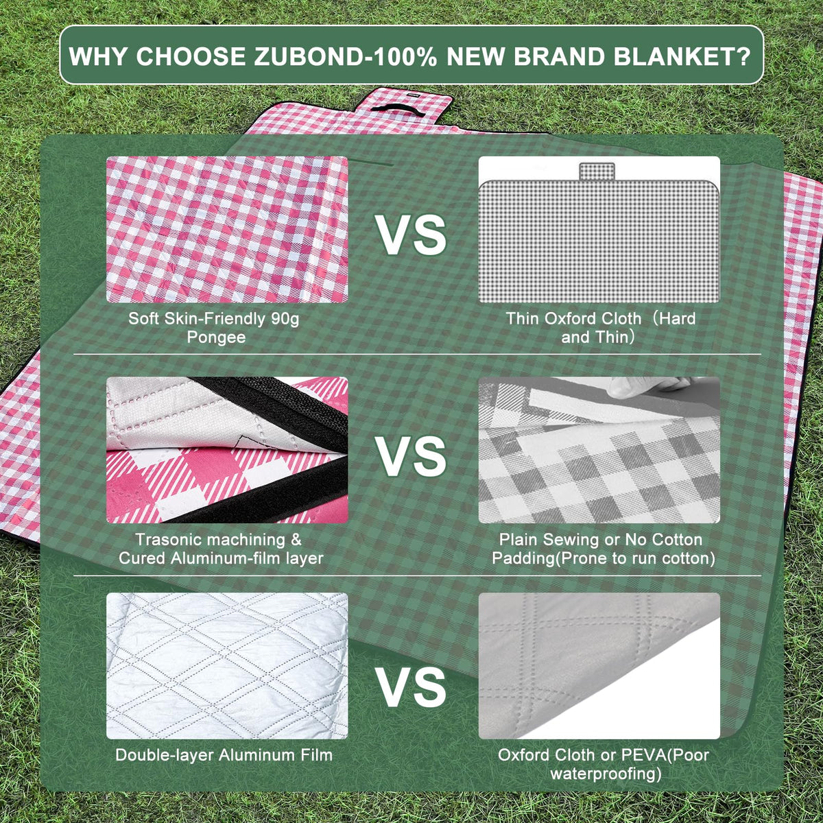 ZUBOND picnic blanket machine washable for simple cleanup after events