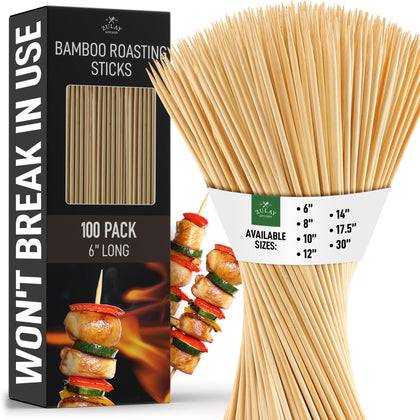 Zulay Kitchen 6-inch bamboo skewer on grill for kebabs and veggies