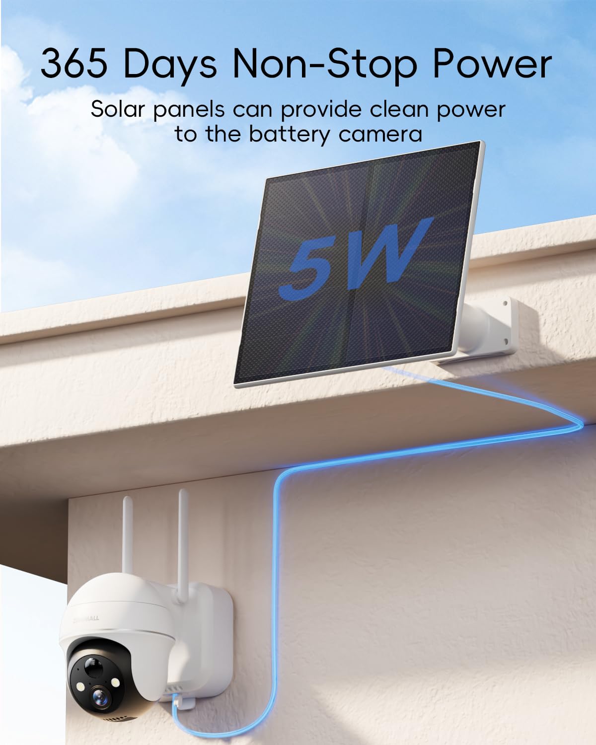 Zumimall solar panel showing USB-C port for easy camera charging.