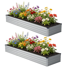 Zunatu galvanized raised garden bed ready for vegetables and flowers.