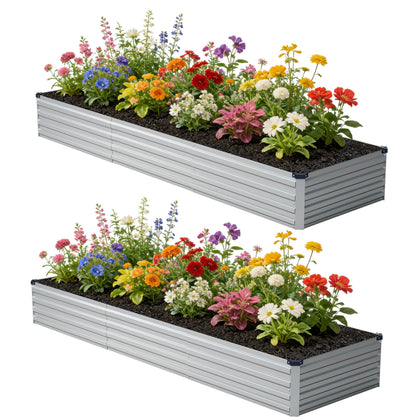 Zunatu galvanized raised garden bed ready for vegetables and flowers.
