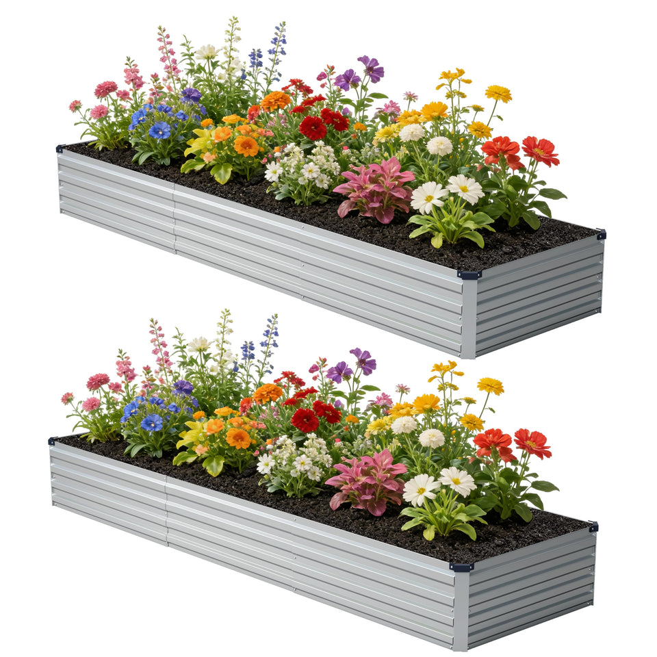 Zunatu galvanized raised garden bed ready for vegetables and flowers.