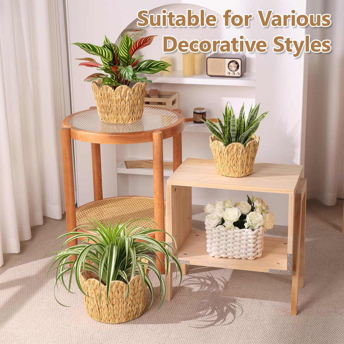 ZUNKNOD basket on farmhouse shelf, cozy decor accent
