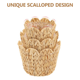 ZUNKNOD close up of water hyacinth weave and scalloped edge