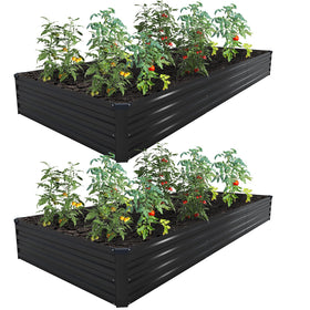 ZUNUDA galvanized raised bed two boxes for vegetables and herbs