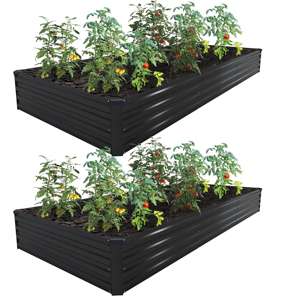 ZUNUDA galvanized raised bed two boxes for vegetables and herbs