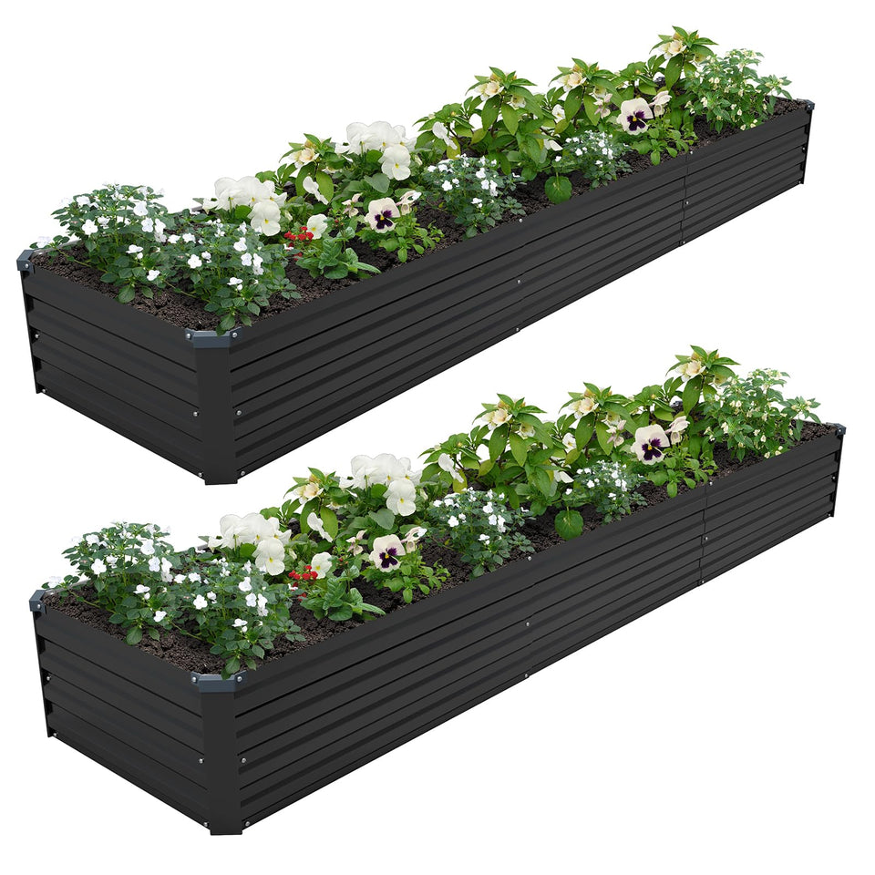 ZUNUDA galvanized raised garden bed two-box setup for vegetables and flowers.