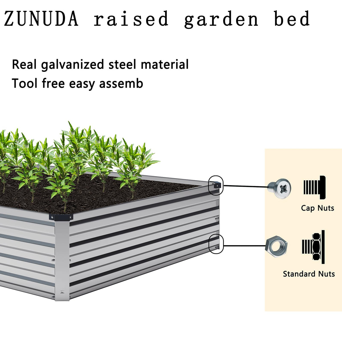 ZUNUDA raised bed open-base drainage supports healthy root growth