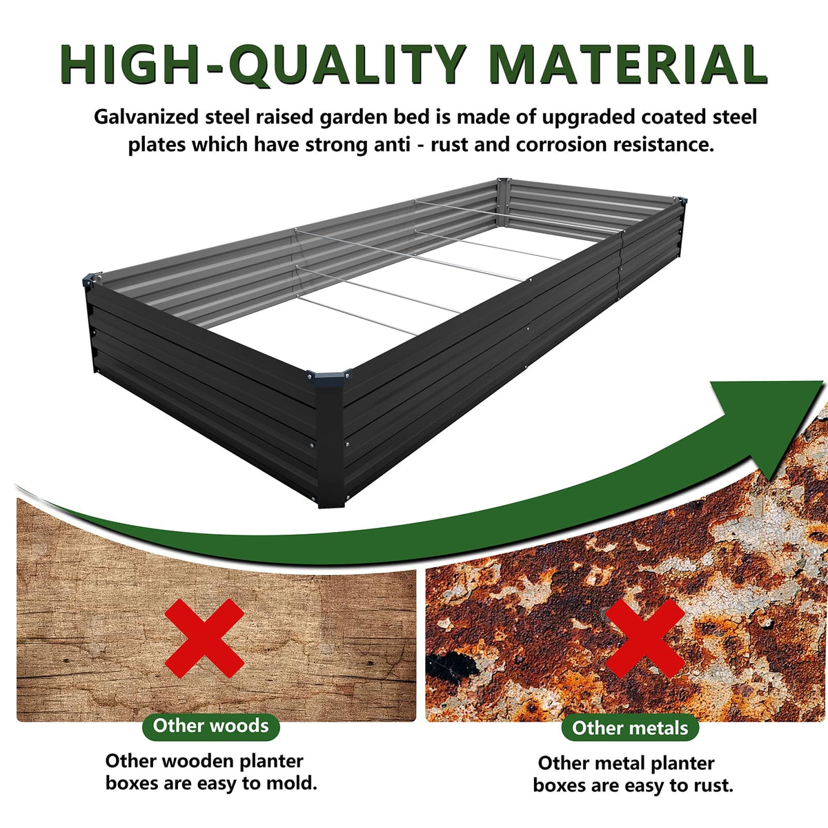 ZUNUDA black galvanized beds withstand weather for long use